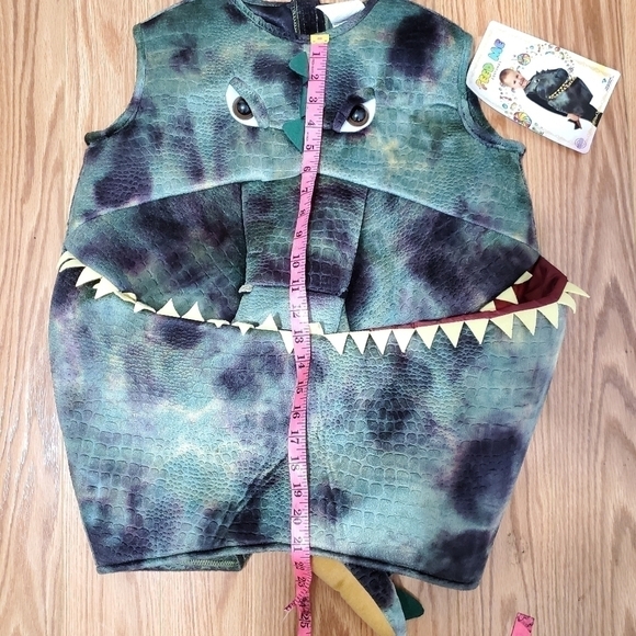 Dinosaur costume green dino head bodysuit sleeveless childre size M/L New - Picture 9 of 16